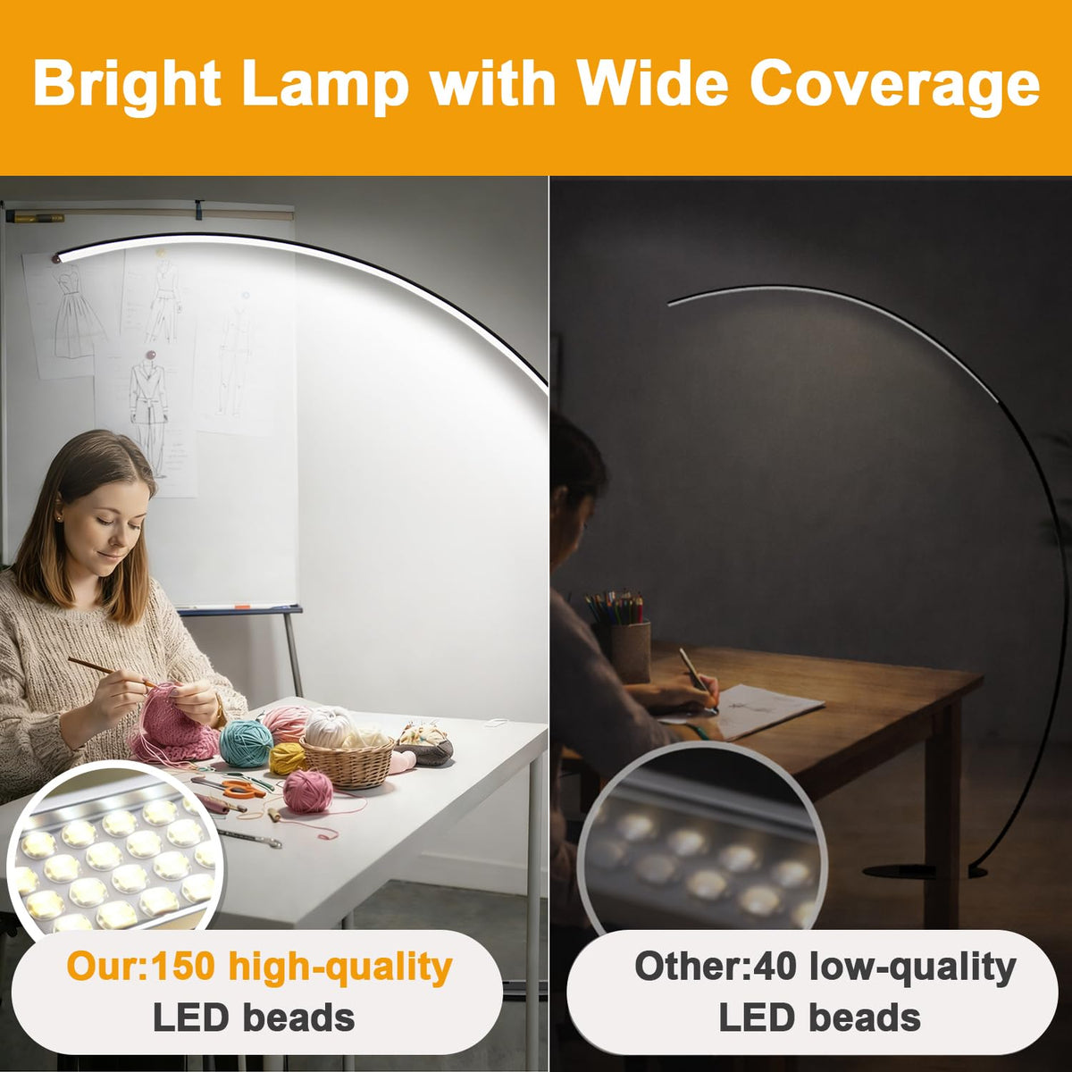 Torondo floor lamp with foot switch for hands-free operation.