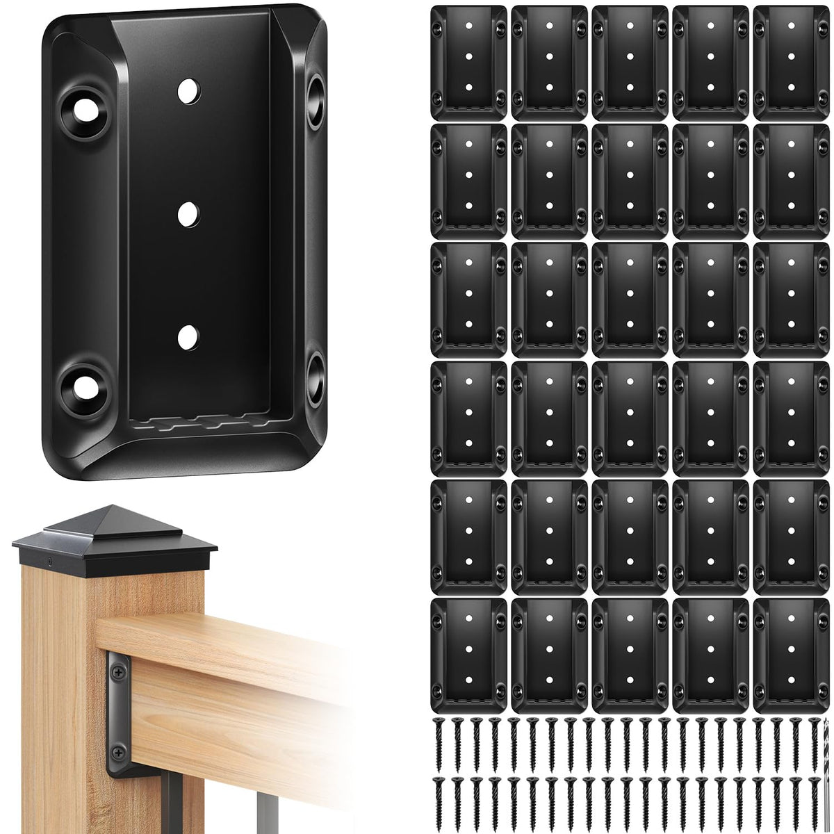 Toscoco deck bracket with three back holes for secure post connection