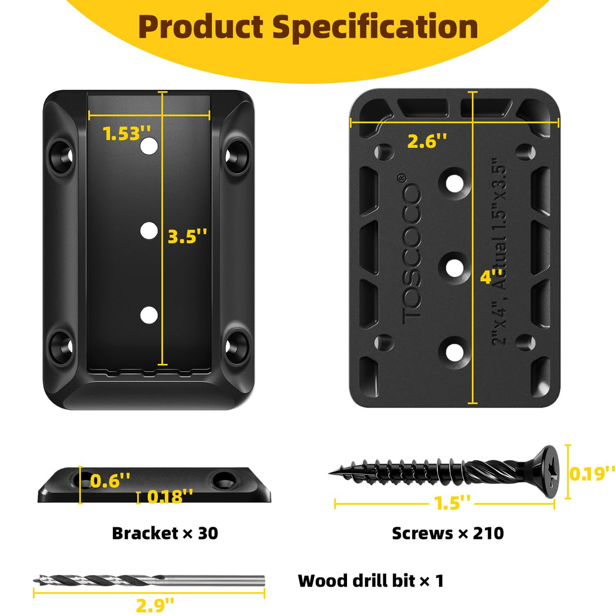 Toscoco deck bracket showing four side holes for stable mounting