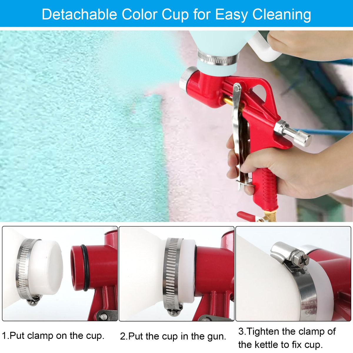 Tosucs nozzle set 4/6/8 mm for different textures.