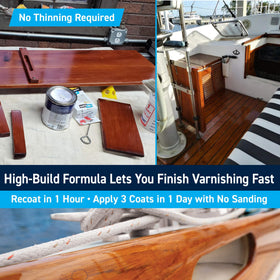 TotalBoat Gleam satin wood furniture finish adds weather-ready protection