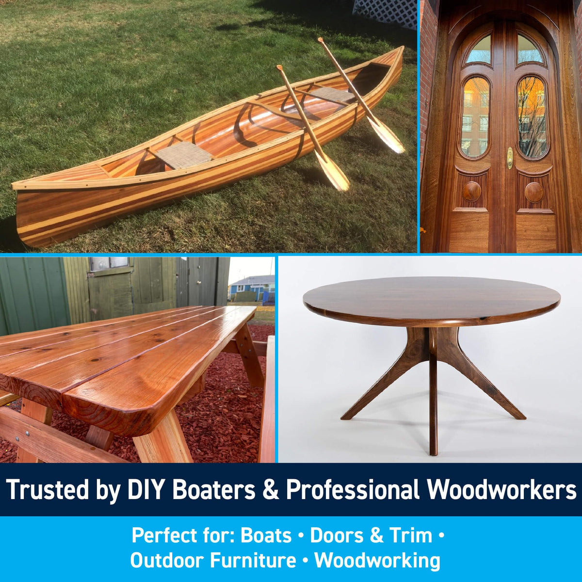TotalBoat Gleam with UV inhibitors preserves amber hue on wood surfaces