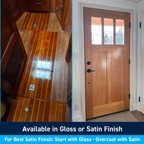 TotalBoat Gleam UV-inhibitors protect exterior wood from fading and weathering.