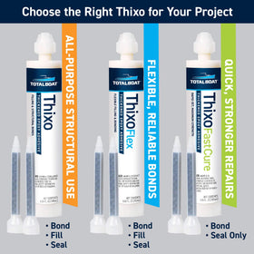 TotalBoat Thixo thick bead application for neat joints in tight spaces.