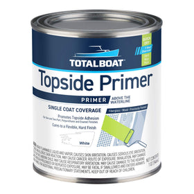 TotalBoat Topside Primer applied with a natural brush for a smooth, ready-to-paint surface.
