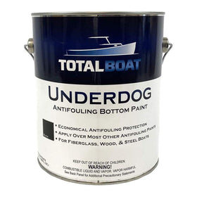 TotalBoat Underdog bottle ready for antifouling treatment to deter barnacles.