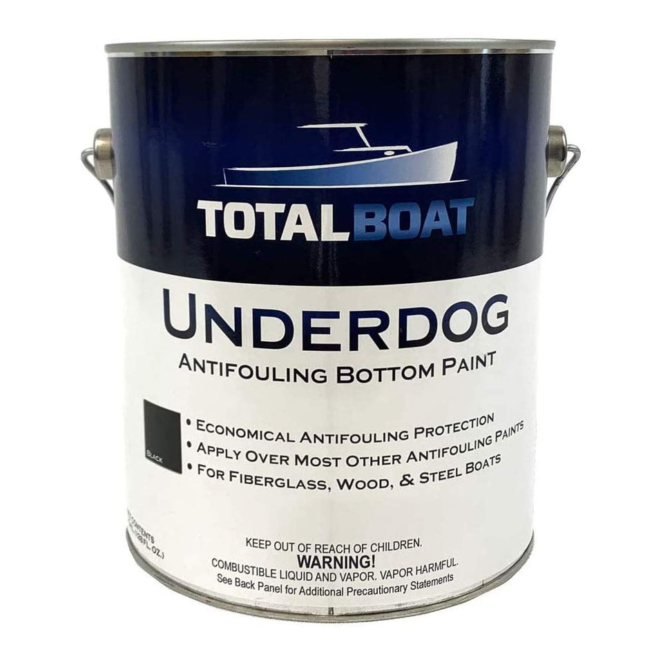 TotalBoat Underdog bottle ready for antifouling treatment to deter barnacles.