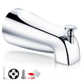 Totalize bathtub faucet diverter in chrome for bath or shower control