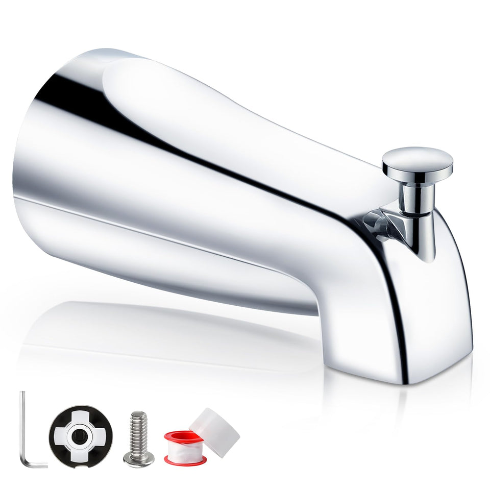Totalize bathtub faucet diverter in chrome for bath or shower control
