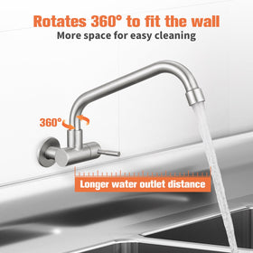 Totalize cold-only faucet side angle shows easy wall installation for utility sinks