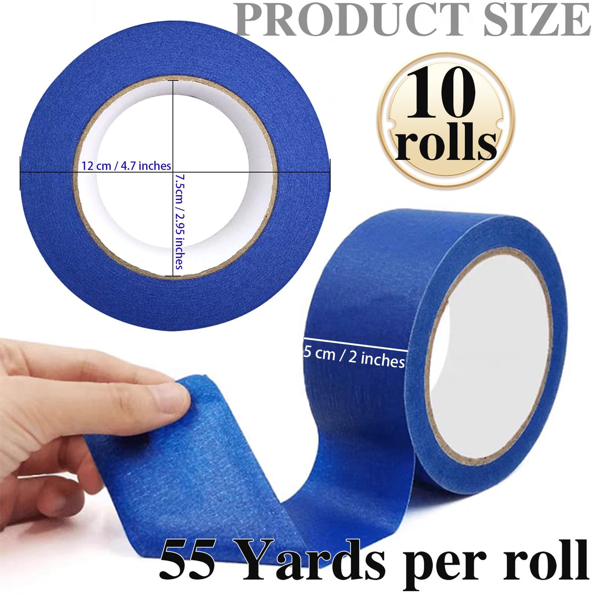 TOTDTDA easy-tear 2-inch blue tape, hand-friendly and scissors-free.