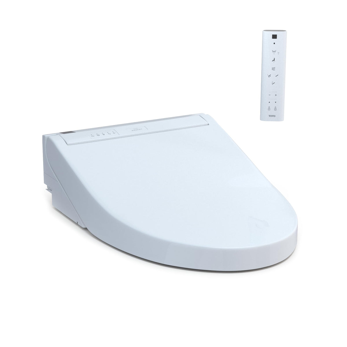 TOTO WASHLET C5 elongated seat with wireless remote for customizable cleansing.