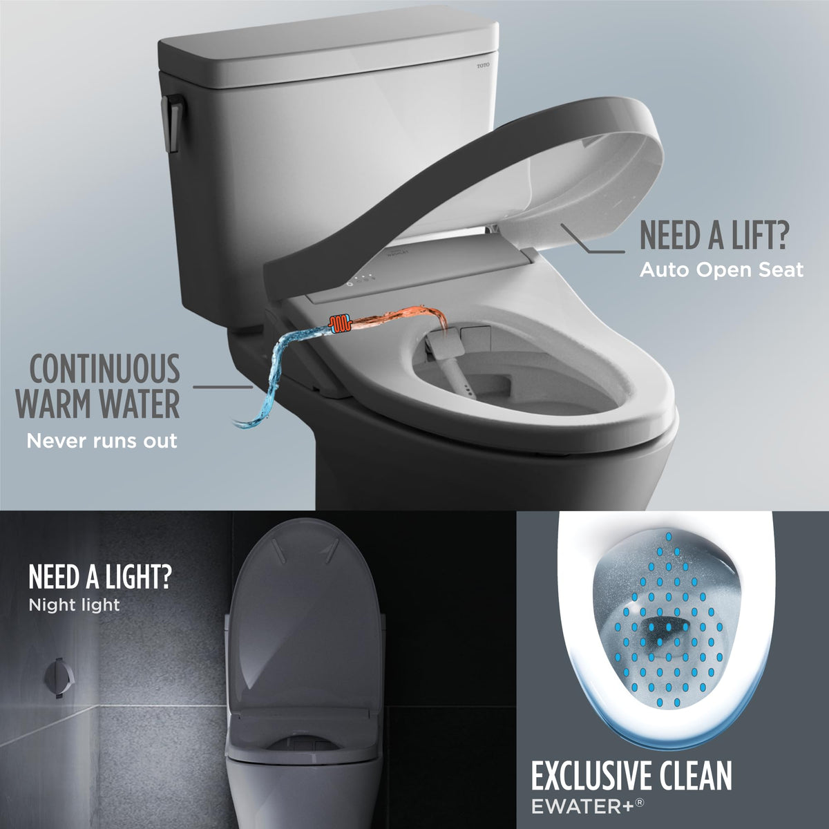 TOTO WASHLET+ S7A elongated cotton white seat for sleek bathroom style.