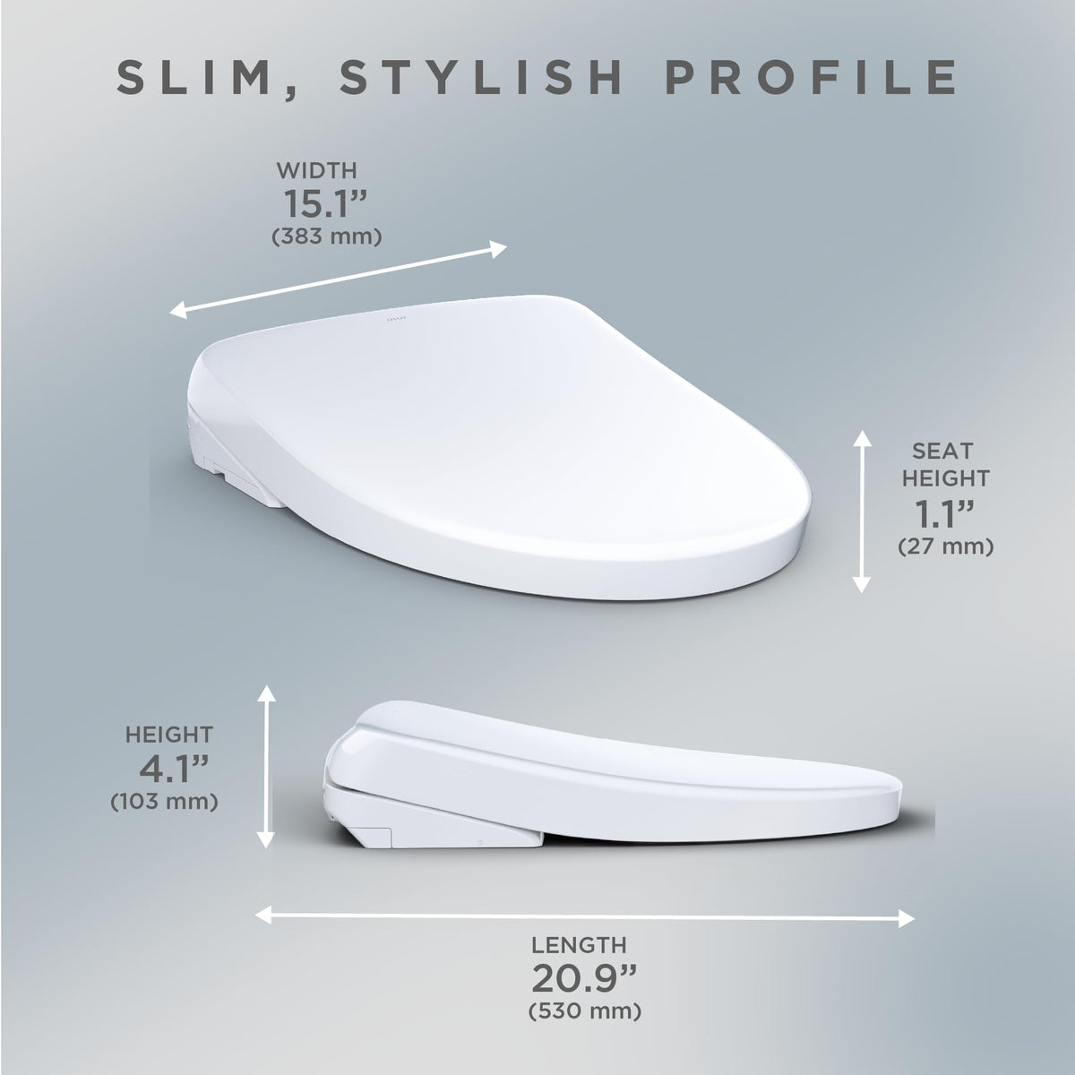 TOTO WASHLET+ S7A oscillating and pulsating spray modes for thorough cleansing.
