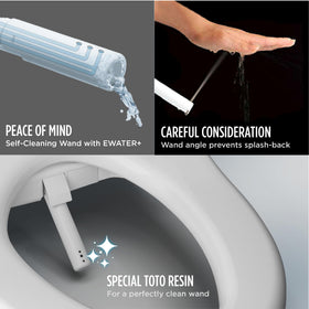 TOTO WASHLET+ S7A PREMIST wets the bowl to prevent waste sticking.