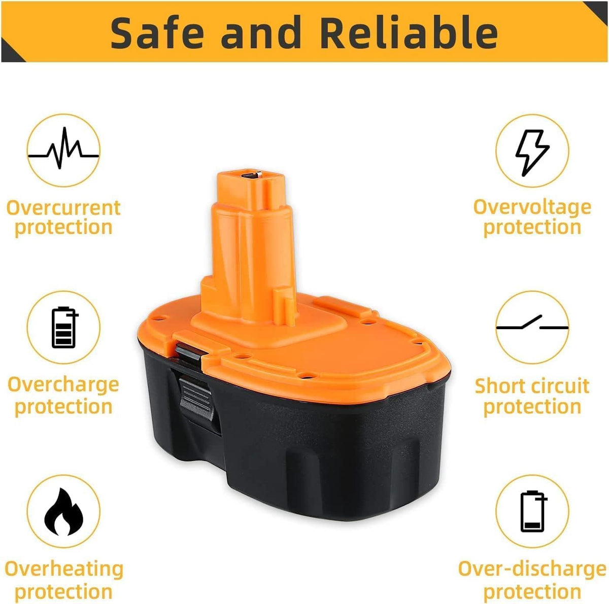 Totoplus 5.0Ah battery pack for 18V DeWalt cordless tools