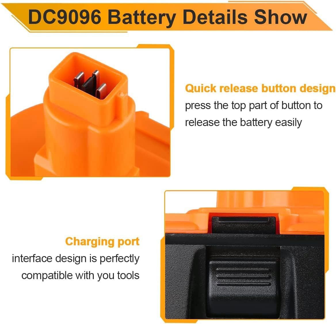 Totoplus compatibility with DeWalt 18V XRP tools and DC9096 series