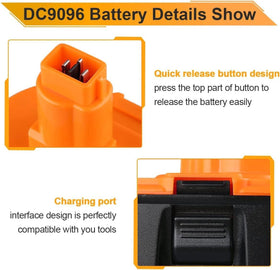 Totoplus compatibility with DeWalt 18V XRP tools and DC9096 series