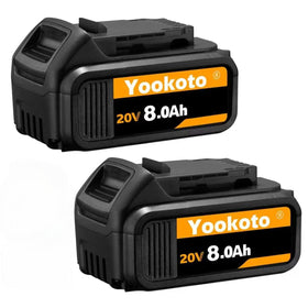 Totoplus Dewalt 20V Max 8Ah battery front view with extended runtime.