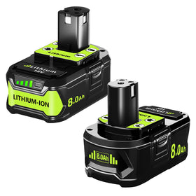 Totoplus Ryobi 18V 8Ah battery pack front view for extended outdoor power