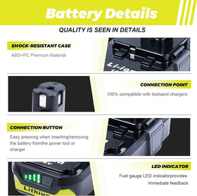 Totoplus Ryobi 18V battery charging compatibility works with the original Ryobi charger.