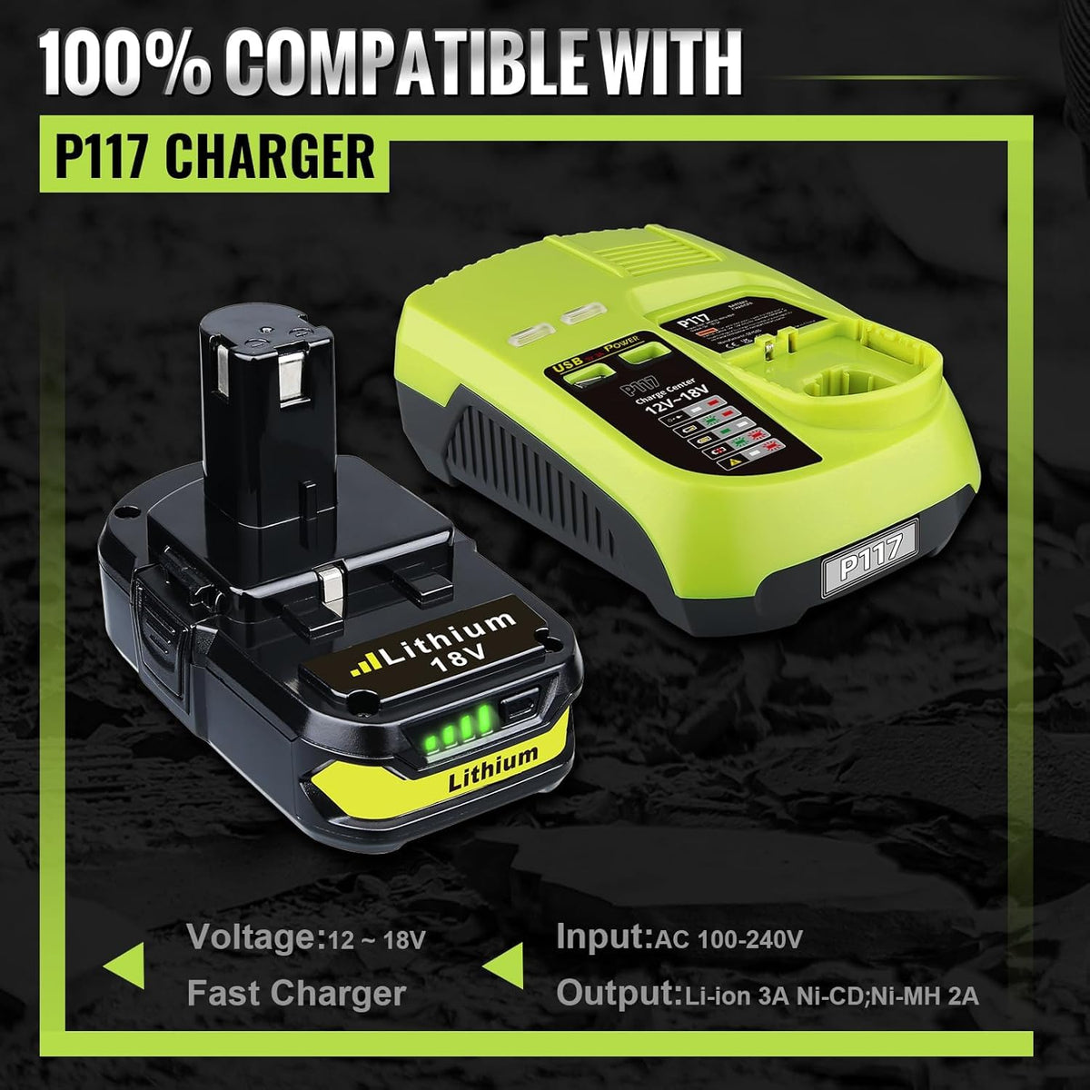 Totoplus Ryobi 18V battery durable design withstands demanding outdoor jobs.