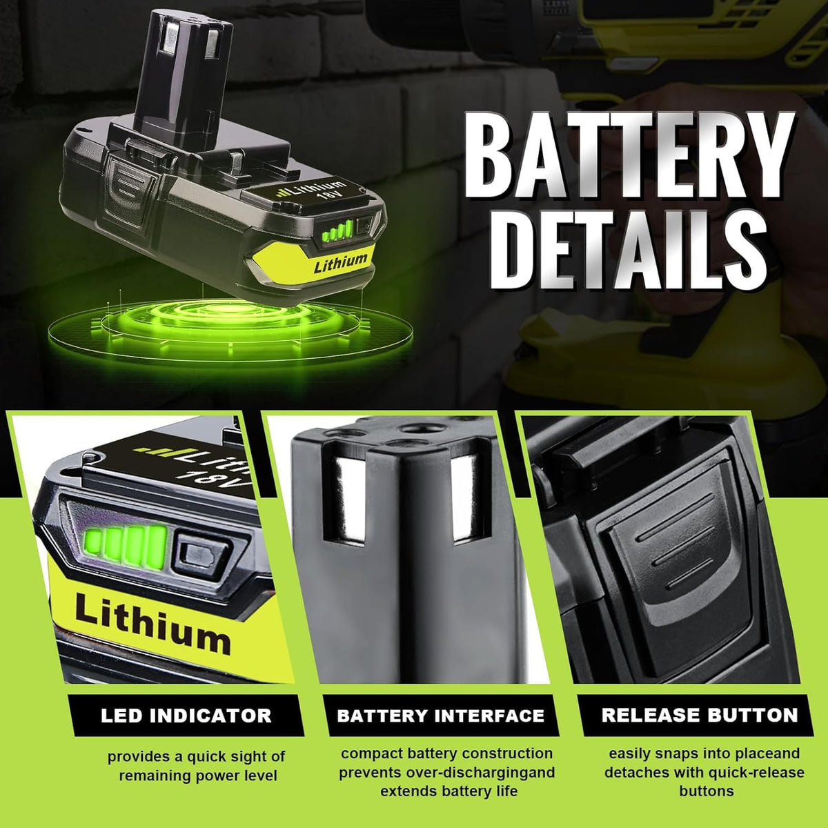 Totoplus Ryobi 18V battery in-use on lawn care tasks demonstrates reliable performance.