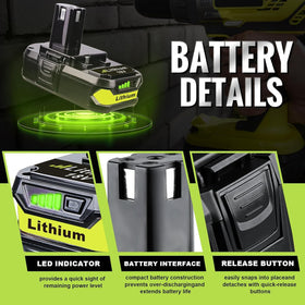 Totoplus Ryobi 18V battery in-use on lawn care tasks demonstrates reliable performance.
