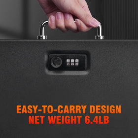 Totoy portable fireproof box carry handle enables on-the-go security.