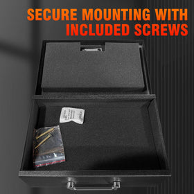 Totoy portable fireproof box mounting holes support secure anchoring at home.