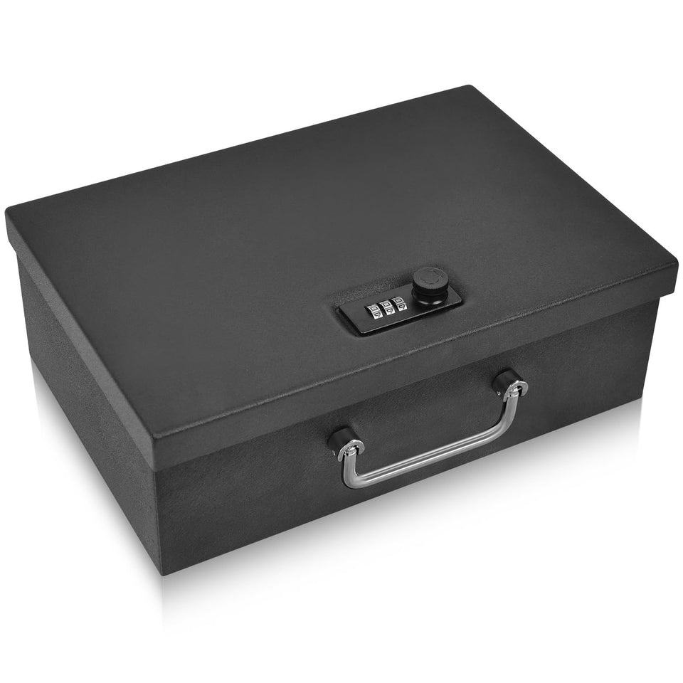 Totoy portable fireproof box top view shows compact design for quick access.