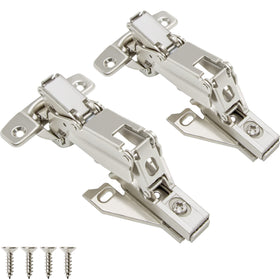 Touch cabinet hinges in brushed nickel for lazy susan doors with smooth 165° opening.