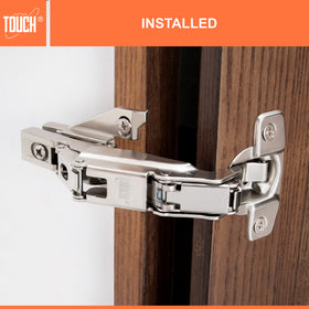Touch hinge centers at 45mm simplify alignment during installation.