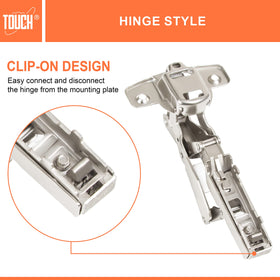 Touch hinges accommodate 14–21mm thick doors for versatile updates.