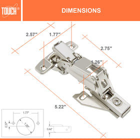 Touch face-frame full-overlay hinges maximize space in tight corners.