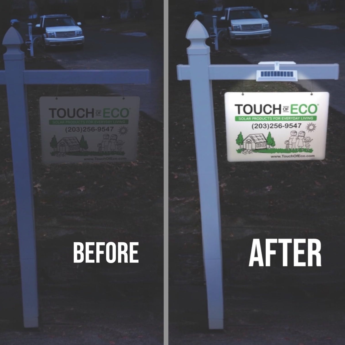 Touch Of ECO LITEAGENT PRO adjustable bracket attached to a sign
