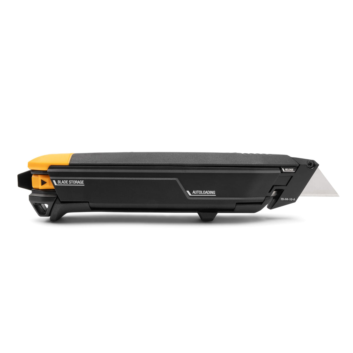 ToughBuilt autoloading knife side profile—ergonomic grip for precise, comfortable blade handling.