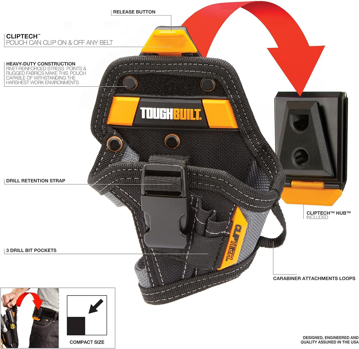 ToughBuilt ClipTech offers quick-release access to essential tools.