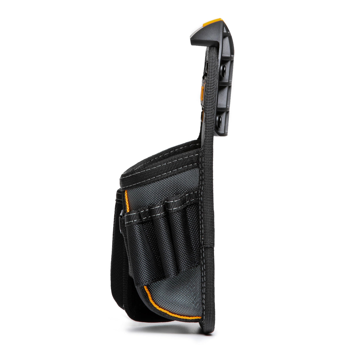 Rugged ClipTech pouch attached for organized tools and fasteners