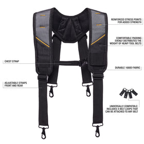 ToughBuilt ClipTech Pro Padded Suspenders side view with sturdy belt support