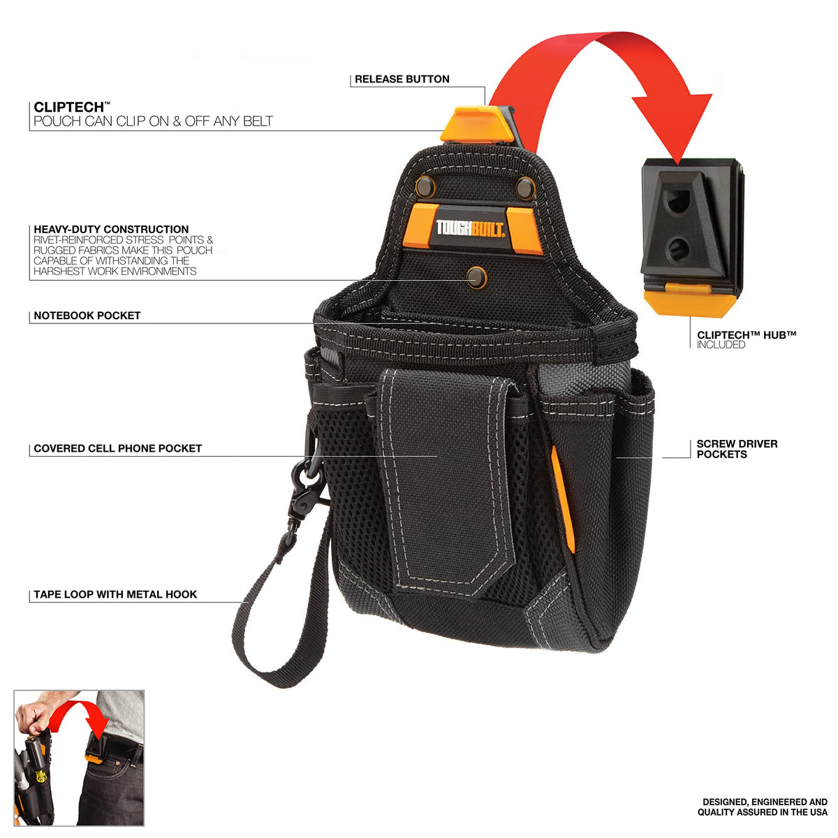 ToughBuilt ClipTech Warehouse Pouch open top for quick tool access