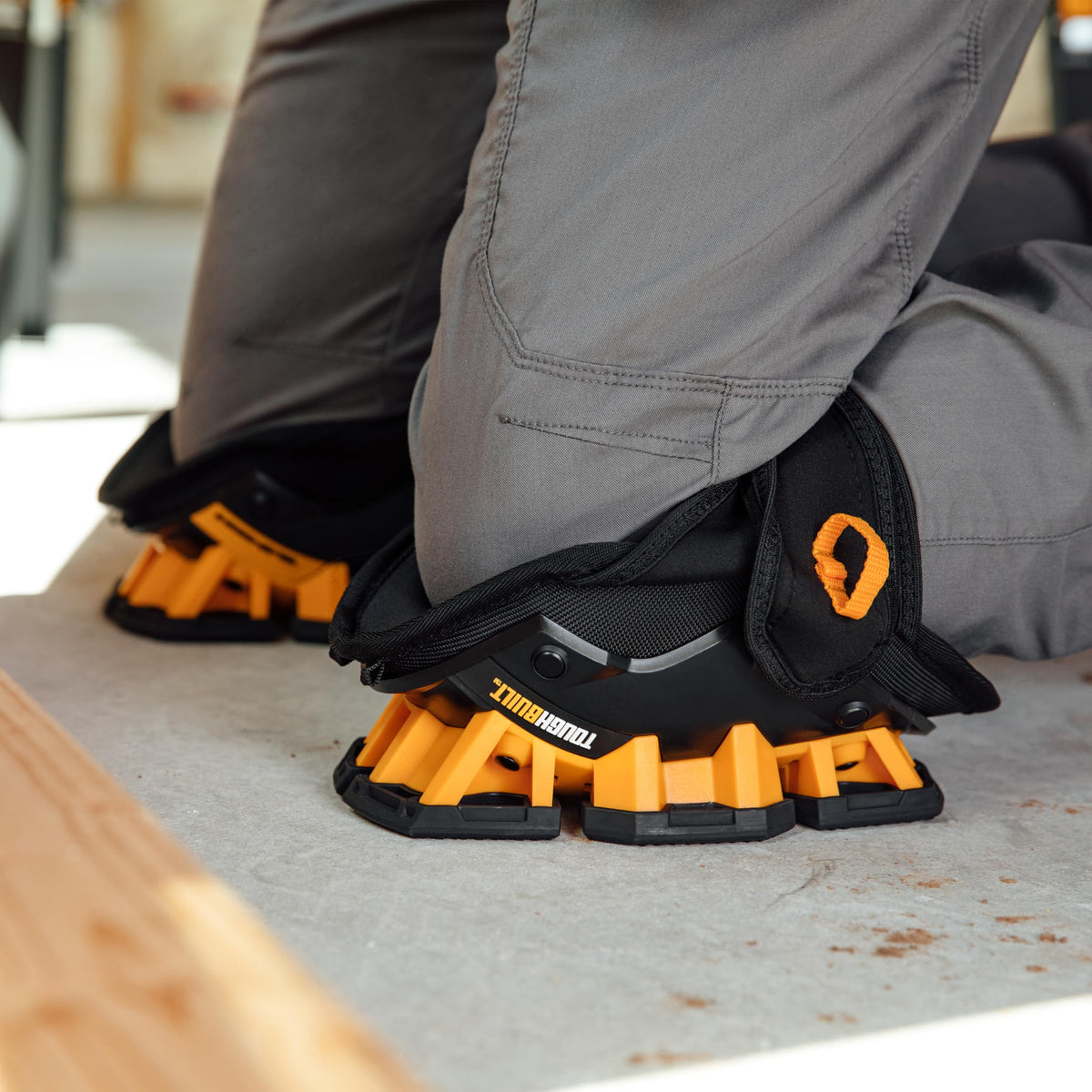 Non-slip surface on ToughBuilt GelFit Stabilizer Knee Pad improves stability during floor work