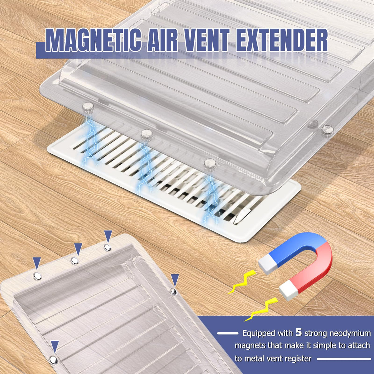Touri upgraded thickened floor vent deflector extended from 17 to 28 inches