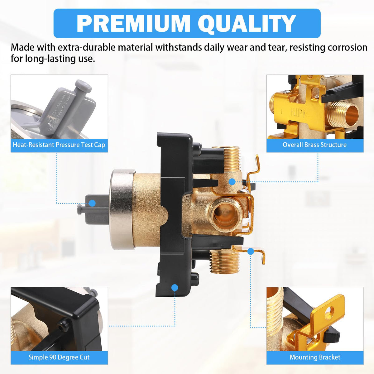 Rear view highlighting robust forged brass construction for durability