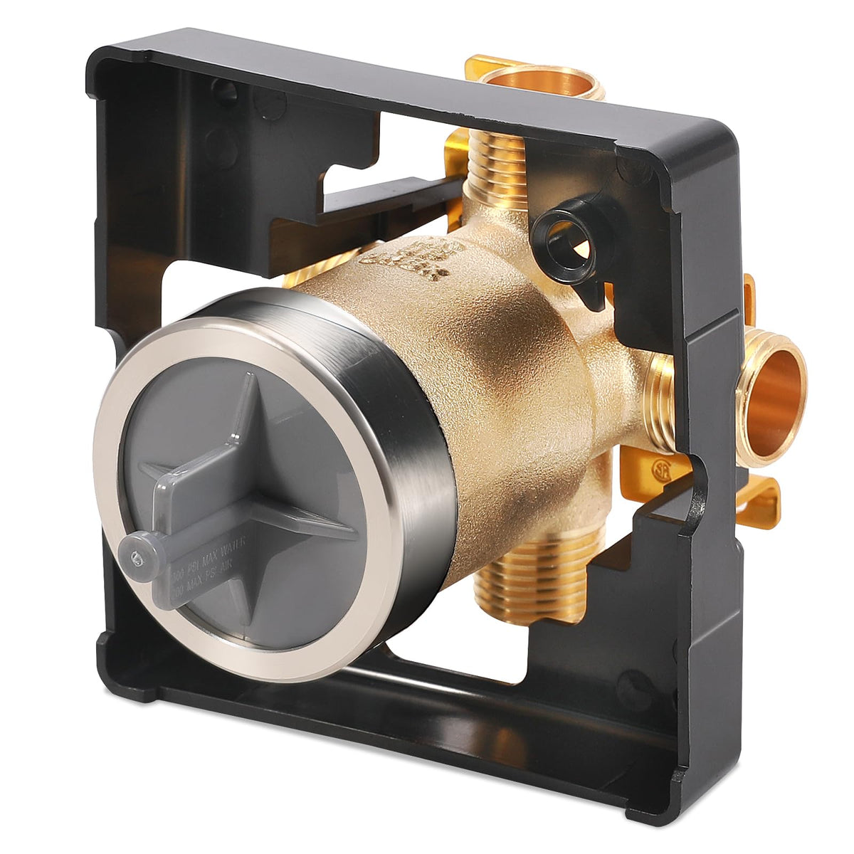 TOVEN-RV R10000-UNBX valve body front view shows universal compatibility for Delta trims