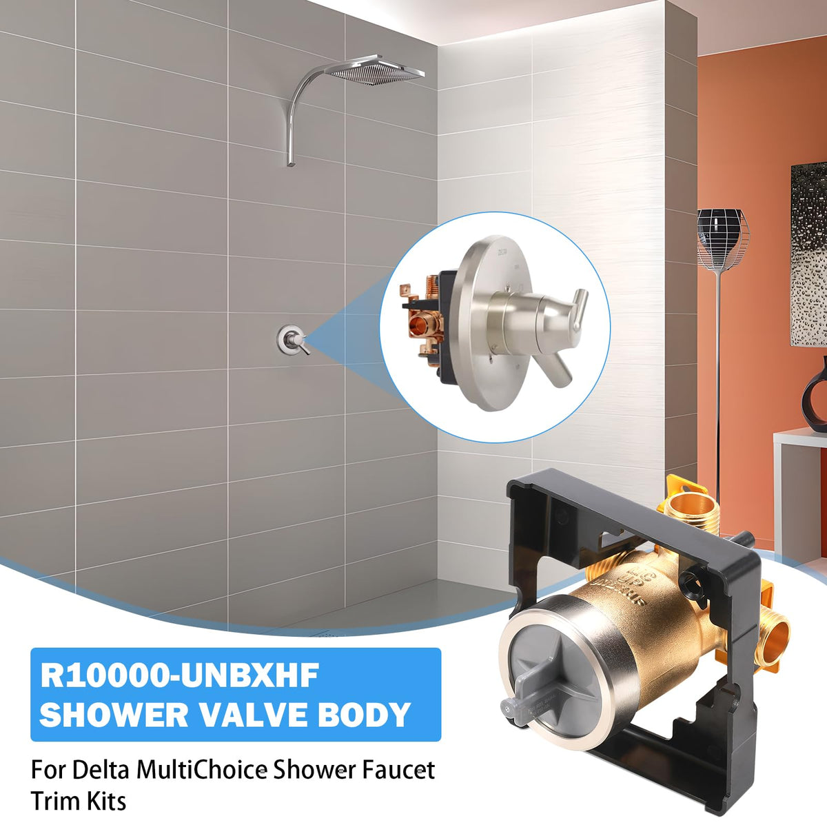 R10000-UNBXHF valve body side view highlighting durable brass construction.