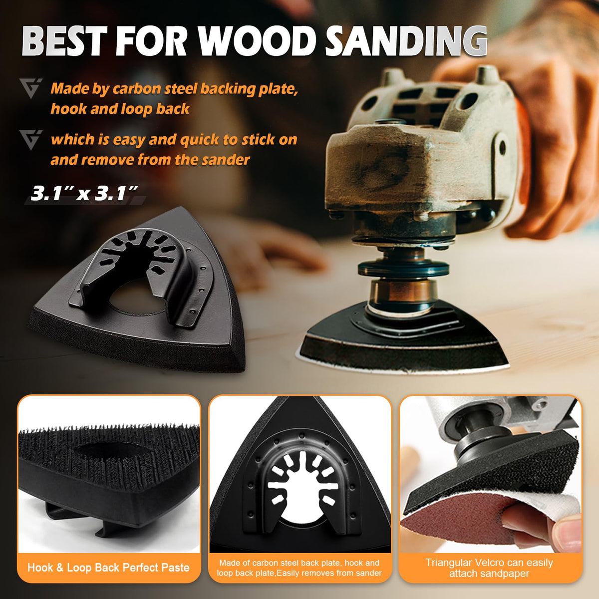 Towbluii triangle sanding pad 4pc for precise detail work