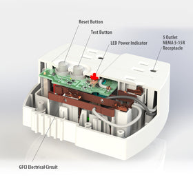 Tower GFCI 5-outlet adapter with grounded plug for reliable indoor power