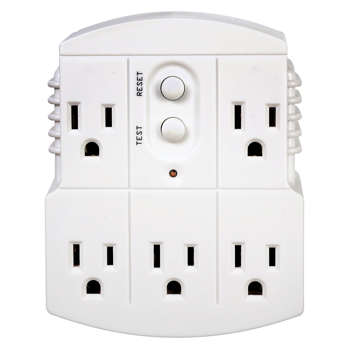 Tower GFCI 5-outlet adapter front view with power indicator for quick status check