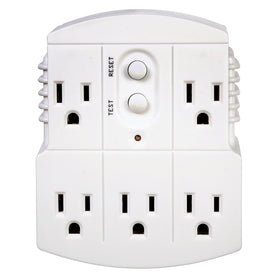 Tower GFCI 5-outlet adapter front view with power indicator for quick status check